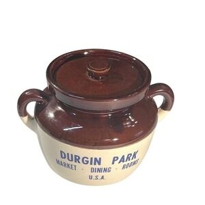 Vintage McCoy Pottery Durgin Park Bean Pot with Lid Brown Cream‎ Stoneware 341